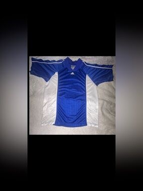 adidas Men's Blue and White Short Sleeve
